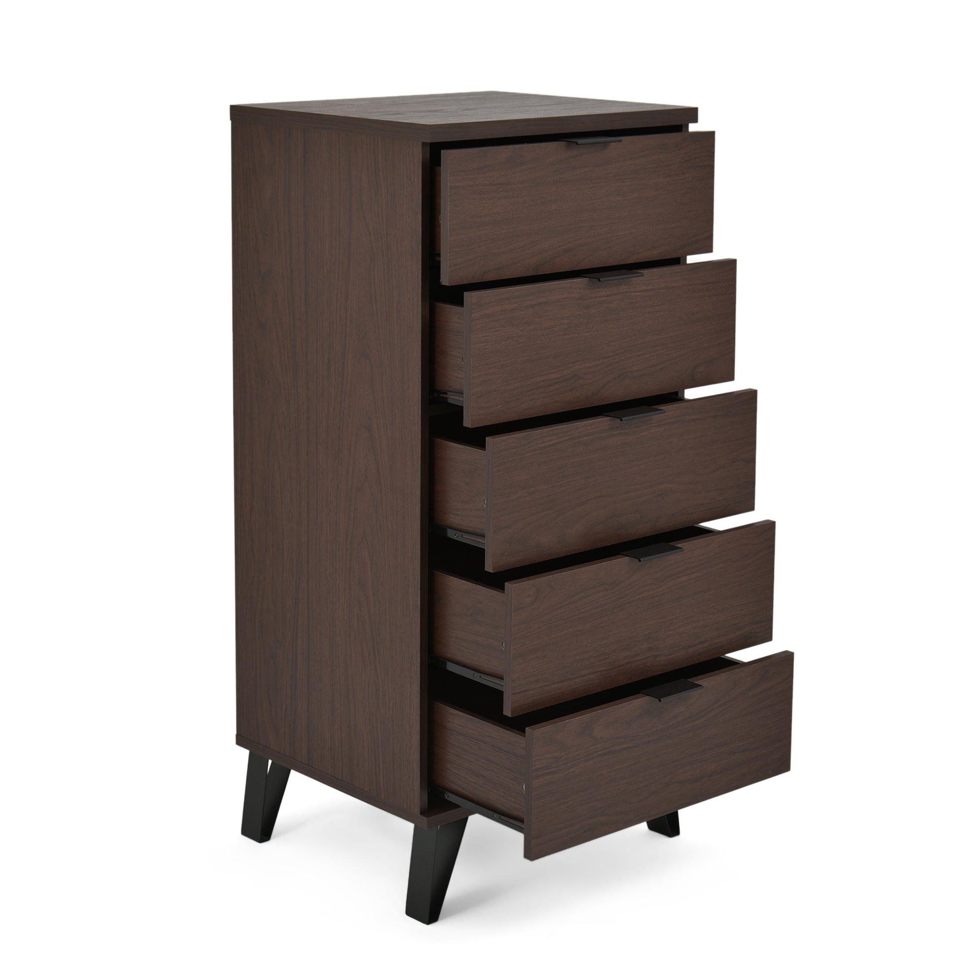 5 Drawer Chest Walnut Mdf