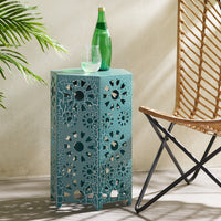 Eliana 14" Side Table Teal Iron