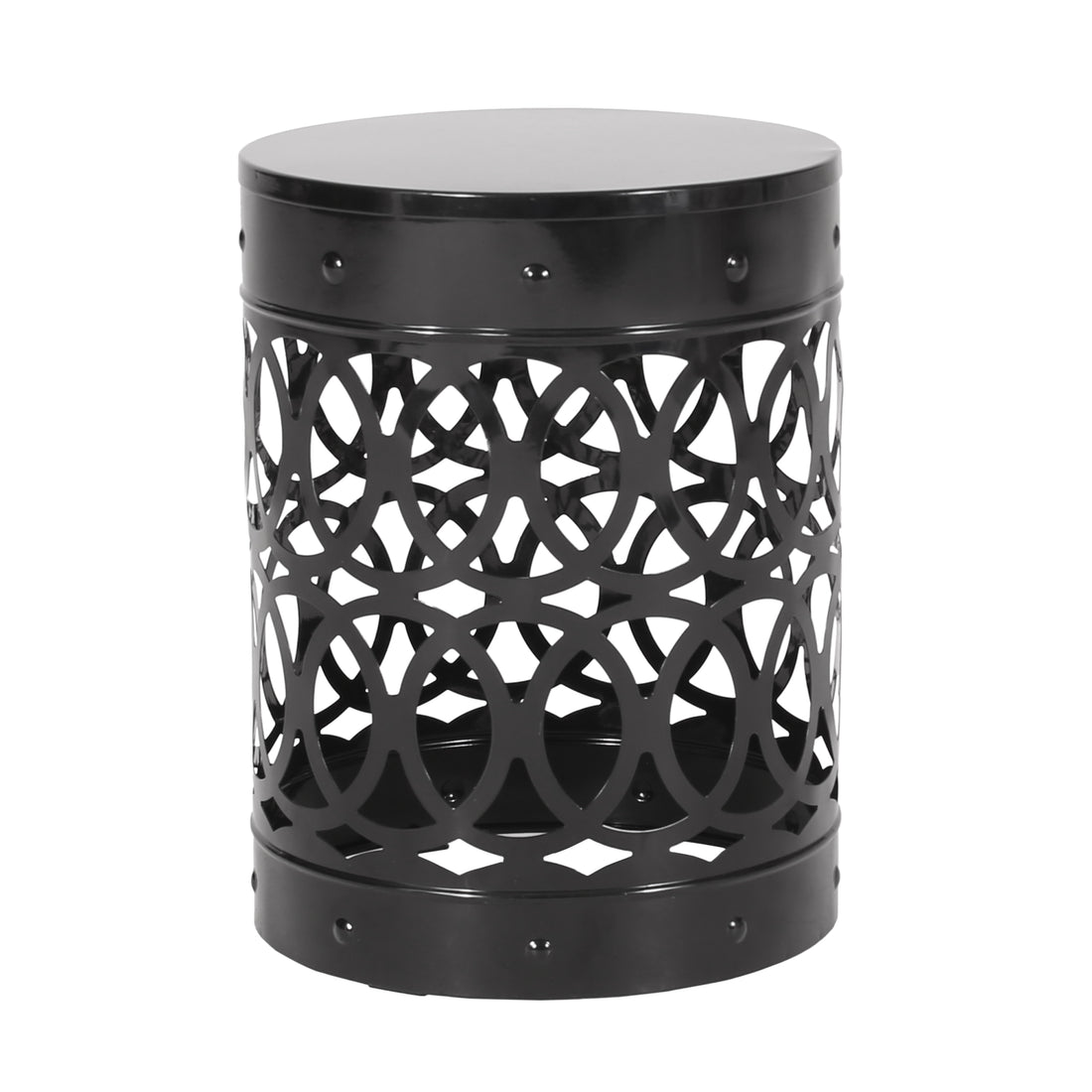 Metal End Table Large Black Iron