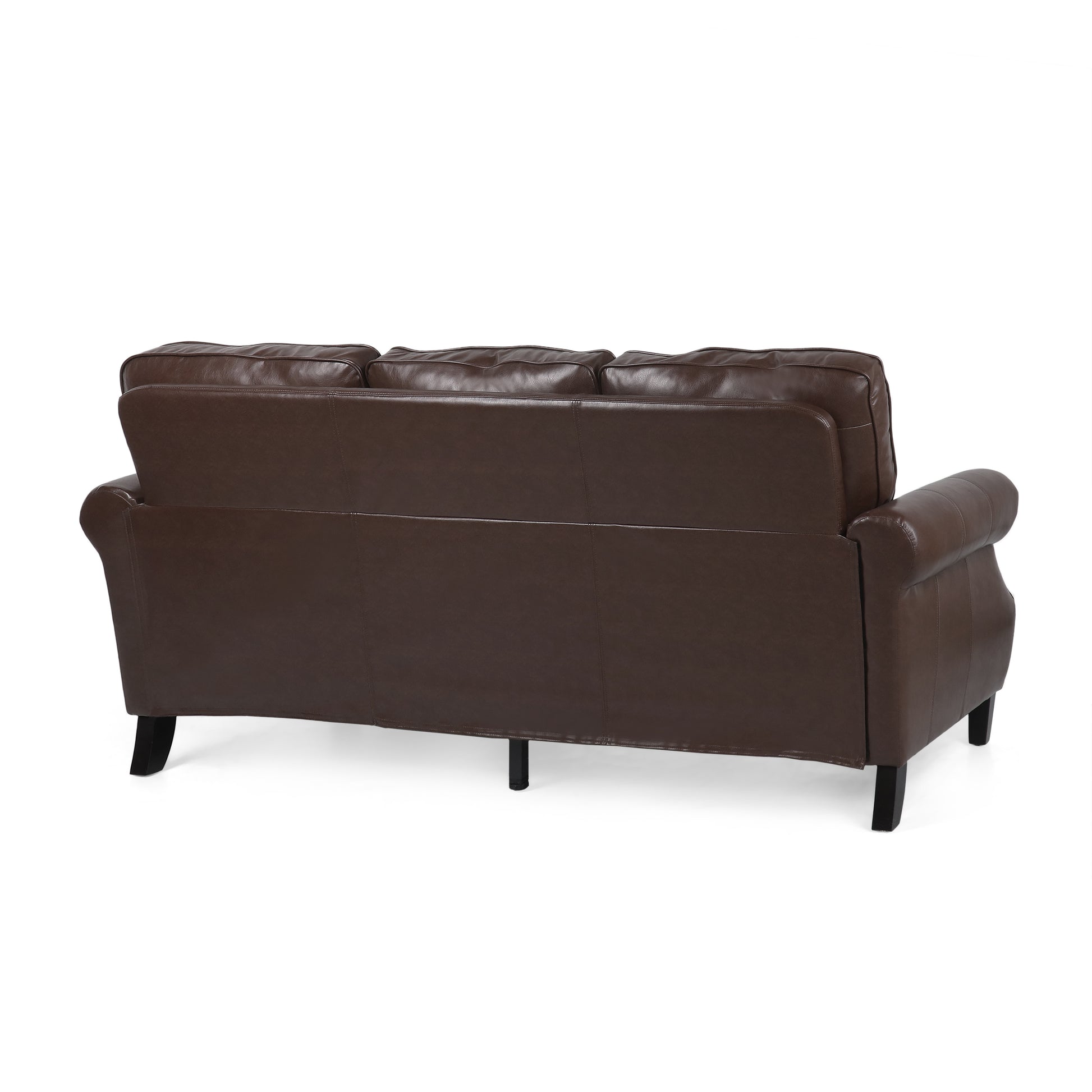 3 Seater Sofa Dark Brown Faux Leather 3 Seat