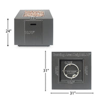 33" Square Iron Fire Pit 50 000 Btu Tank Inside Brown Gold Iron