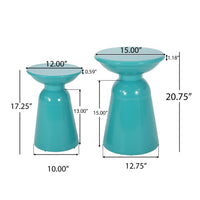 Metal S 2 End Table Teal Iron