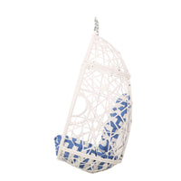 Marlin Hanging Egg Chair Basket White Blue Pe Rattan Iron Waterproof Fabric