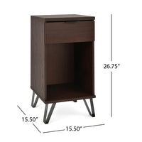 1 Drawer Tall End Table Walnut Mdf