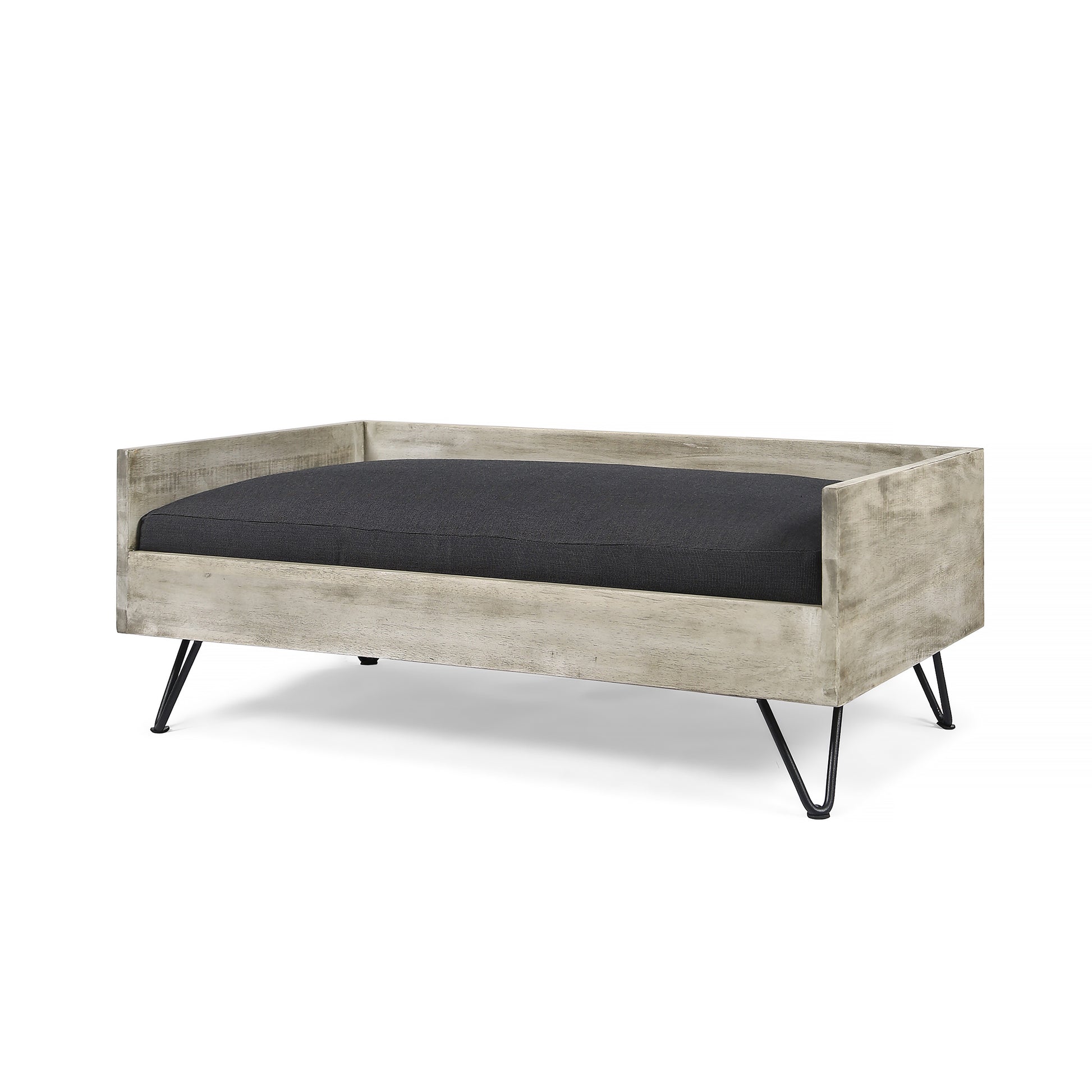 Dog Bed Black Grey Acacia Wood