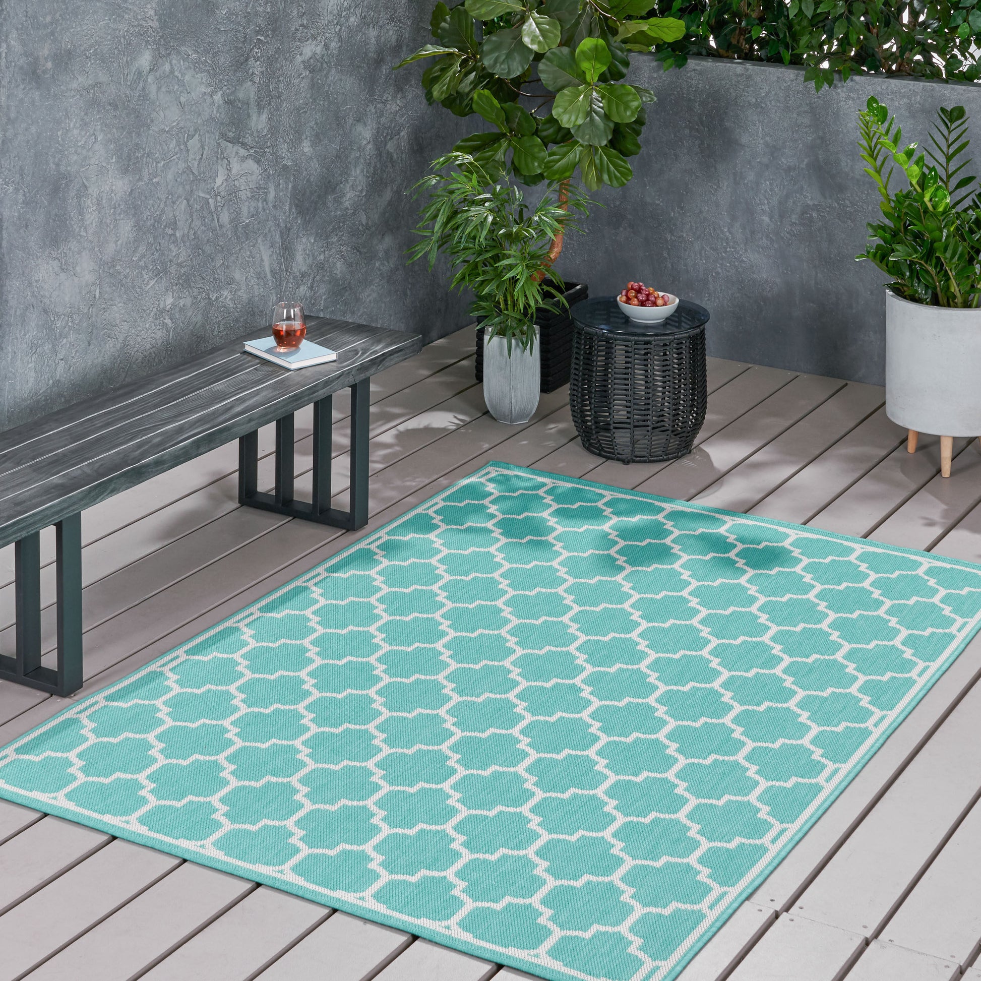 1636G 5'3"X7' Rug Teal Polypropylene