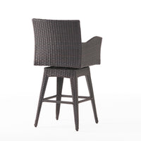 Modern Outdoor Multi Brown Wicker Swivel Barstool With Tapered Legs, 1 Piece Yes Brown Multi Weather Resistant Frame Garden & Outdoor Pe Rattan Iron Waterproof Fabric