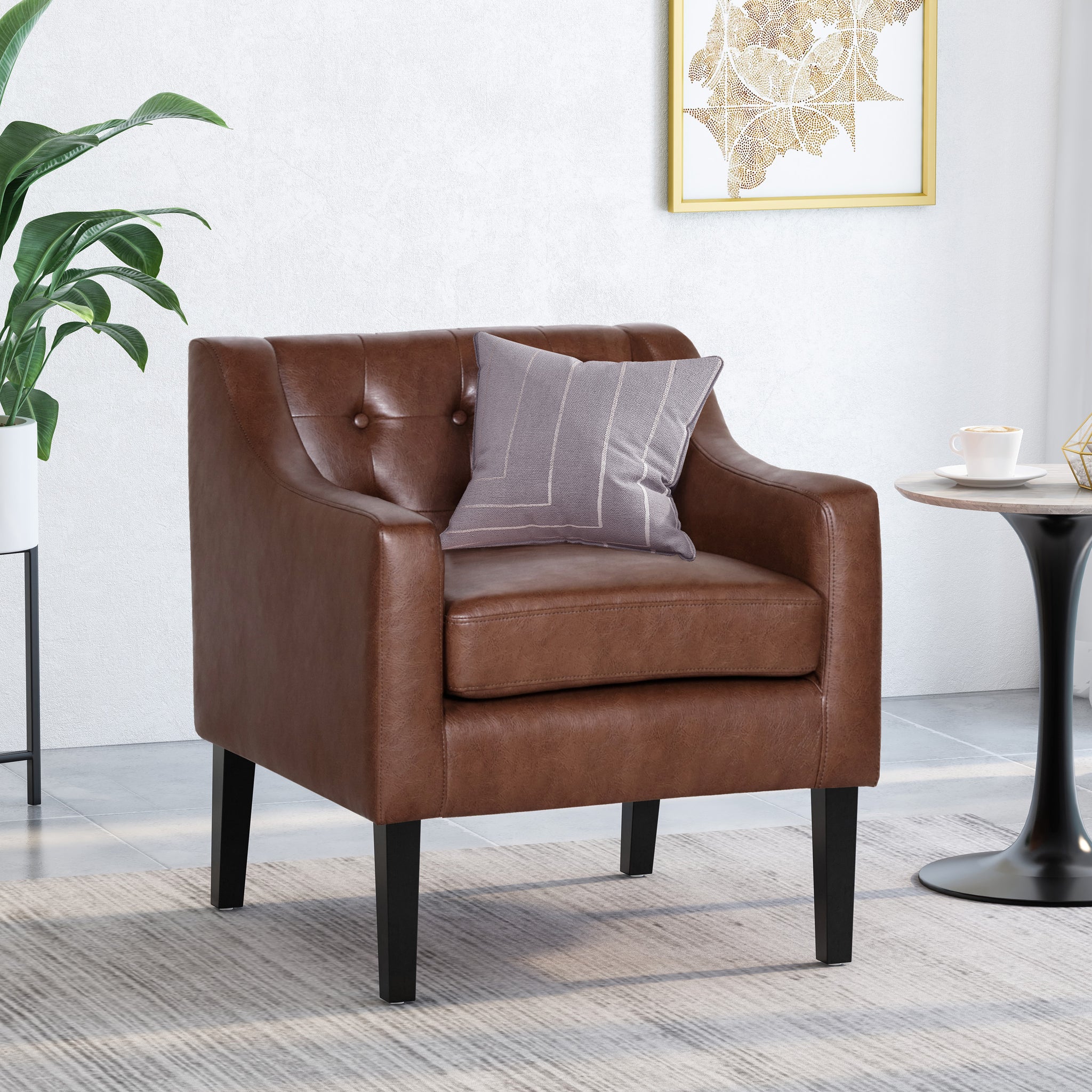 Accent Chair Dark Brown Pu