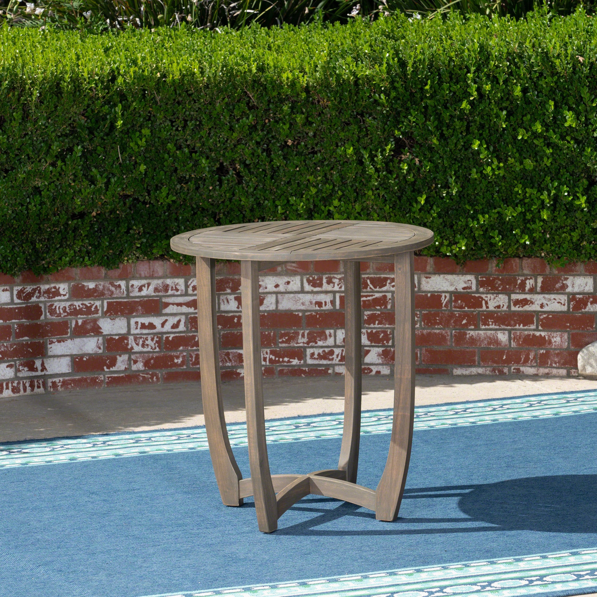 Hermosa 27.5'' Circular Wood Table Grey Wood