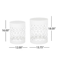 Outdoor Metal S 2 End Table White Iron