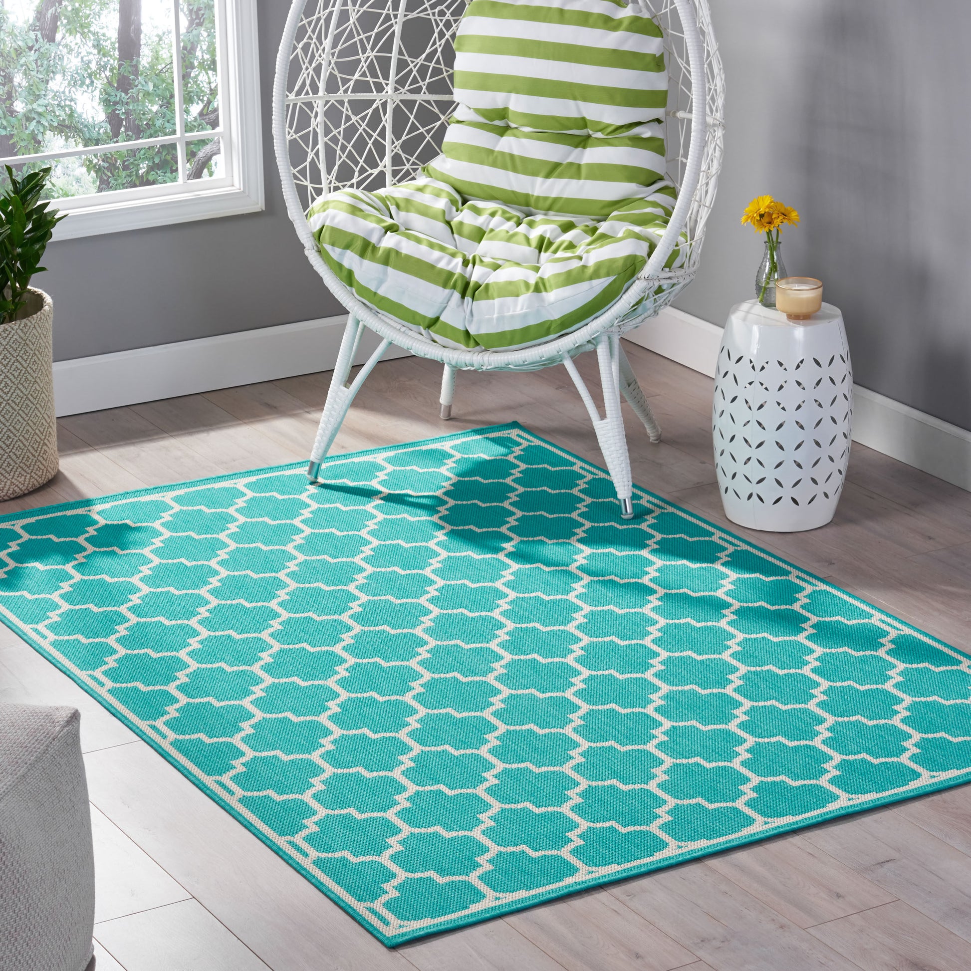 1636G 5'3"X7' Rug Teal Polypropylene