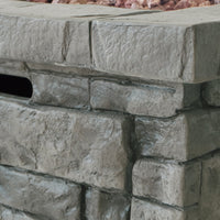 30" Outdoor Square Mgo Propane Fire Pit 40,000 Btu, Grey Grey Garden & Outdoor Magnesium Oxide