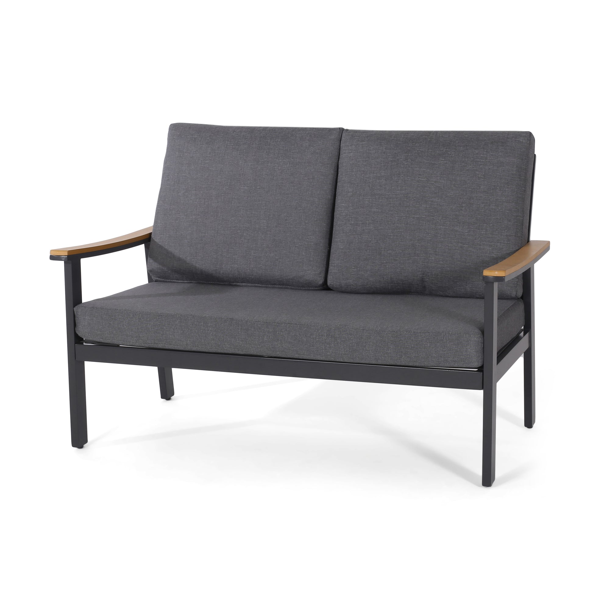 Sinclair 4Pc Chat Set Grey Metal Mesh Wood Fabric